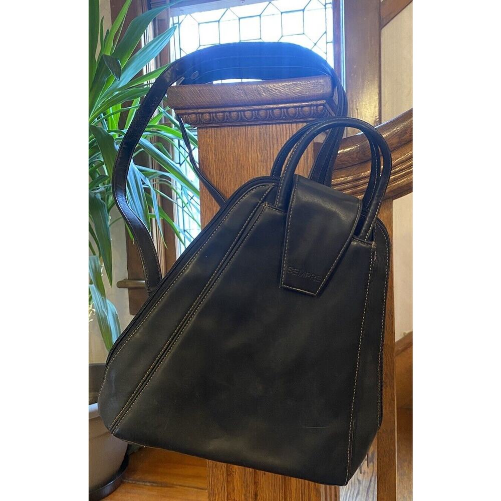 Vintage Sempre Convertible Backpack Or Sling Unisex Women’s Mens Black